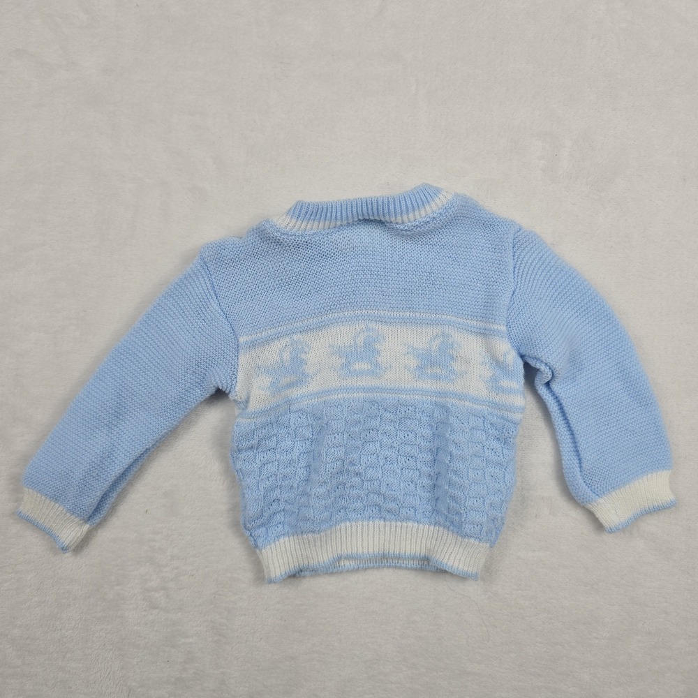 Vintage Snuggle Alert Blue w/ White Baby Sweater Size‎ 6-9 Months - Picture 7 of 7